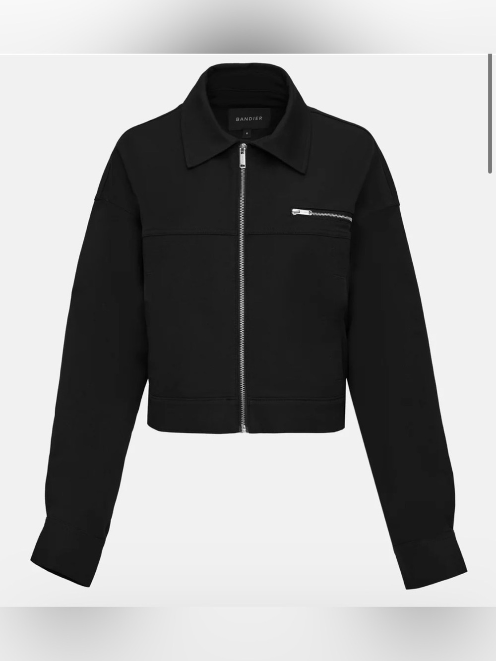 Bandier Clinton Crop Jacket Black Utility Zip Front Large MSRP $150